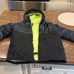 Place Black and Neon Green Kids Puffer Jacket